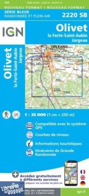 I.G.N - Carte au 1-25.000ème - Série bleue - 2220SB - Olivet - La Ferté Saint-Aubin - Jargeau 