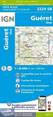 I.G.N - Carte au 1-25.000ème - Série bleue - 2229SB - Guéret - Ahun