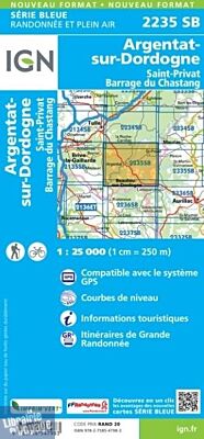 I.G.N - Carte au 1-25.000ème - Série bleue - 2235SB - Argentat-Sur-Dordogne - Saint-Privat - Barrage du Chastang