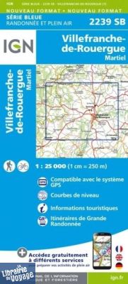 I.G.N - Carte au 1-25.000ème - Série bleue - 2239SB - Villefranche-De-Rouergue - Martiel