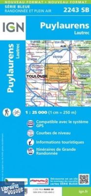 I.G.N - Carte au 1-25.000ème - Série bleue - 2243SB - Puylaurens - Lautrec