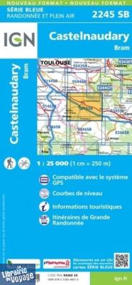 I.G.N - Carte au 1-25.000ème - Série bleue - 2245SB - Castelnaudary - Bram