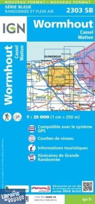 I.G.N - Carte au 1-25.000ème - Série bleue - 2303SB - Wormhout - Cassel - Watten