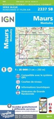 I.G.N. Carte au 1-25.000ème - Série bleue - 2337SB - Maurs- Montsalvy