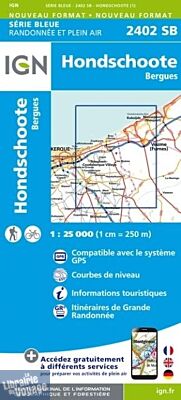 I.G.N - Carte au 1-25.000ème - Série bleue - 2402SB - Hondschoote - Bergues
