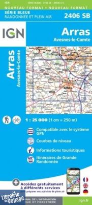 I.G.N - Carte au 1-25.000ème - Série bleue - 2406SB - Arras - Avesnes-Le-Comte