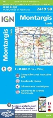 I.G.N - Carte au 1-25.000ème - Série bleue - 2419SB - Montargis - Pannes