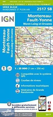 I.G.N. Carte au 1-25.000ème - Série bleue - 2517SB - Montereau-Fault-Yonne- Moret-Sur-Loing