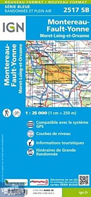 I.G.N. Carte au 1-25.000ème - Série bleue - 2517SB - Montereau-Fault-Yonne- Moret-Sur-Loing