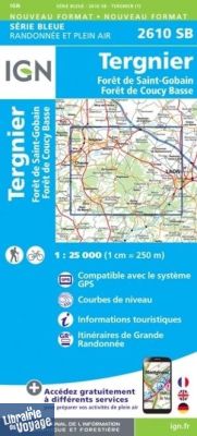 I.G.N - Carte au 1-25.000ème - Série bleue - 2610SB - Tergnier - Forêts de Saint-Gobain et de Coussy Basse