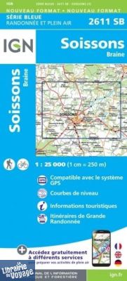 I.G.N - Carte au 1-25.000ème - Série bleue - 2611SB - Soissons - Braine
