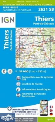I.G.N. Carte au 1-25.000ème - Série bleue - 2631SB - Thiers- Pont-Du-Château