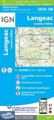 I.G.N - Carte au 1-25.000ème - Série bleue - 2635SB - Langeac - Lavoûte-Chilhac