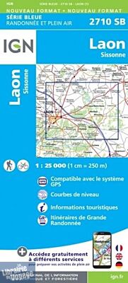 I.G.N - Carte au 1-25.000ème - Série bleue - 2710SB - Laon - Sissonne