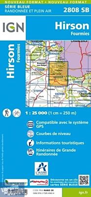 I.G.N - Carte au 1-25.000ème - Série bleue - 2808SB - Hirson - Fourmies