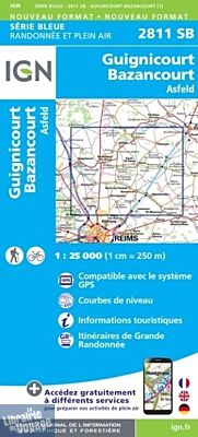 I.G.N - Carte au 1-25.000ème - Série bleue - 2811SB - Guignicourt-Bazancourt - Asfeld