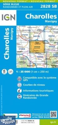 I.G.N - Carte au 1-25.000ème - Série bleue - 2828SB - Charolles - Marcigny