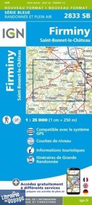 I.G.N - Carte au 1-25.000ème - Série bleue - 2833SB - Firminy - Saint-Bonnet-Le-Château