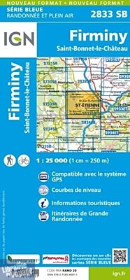 I.G.N - Carte au 1-25.000ème - Série bleue - 2833SB - Firminy - Saint-Bonnet-Le-Château