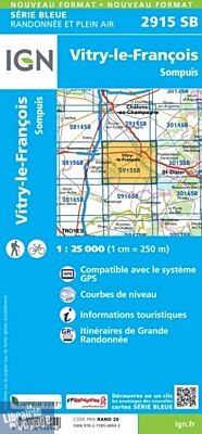 I.G.N - Carte au 1-25.000ème - Série bleue - 2915SB - Vitry-Le-Francois - Sompuis