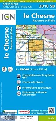 I.G.N. Carte au 1-25.000ème - Série bleue - 3010SB - le Chesne- Raucourt-Et-Flaba