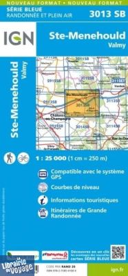 I.G.N - Carte au 1-25.000ème - Série bleue - 3013SB - Sainte-Menehould - Valmy