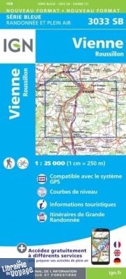 I.G.N - Carte au 1-25.000ème - Série bleue - 3033SB - Vienne - Roussillon