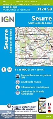 I.G.N - Carte au 1-25.000ème - Série bleue - 3124SB - Seurre- Saint-Jean-De-Losne