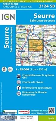 I.G.N - Carte au 1-25.000ème - Série bleue - 3124SB - Seurre- Saint-Jean-De-Losne