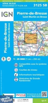 I.G.N. Carte au 1-25.000ème - Série bleue - 3125SB - Pierre-De-Bresse - Saint-Martin-en-Bresse