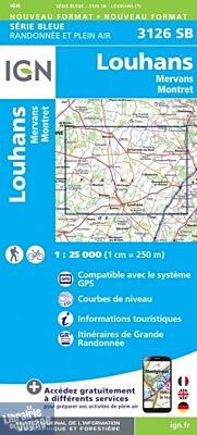 I.G.N. Carte au 1-25.000ème - Série bleue - 3126SB - Louhans - Mervans Montret