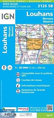 I.G.N. Carte au 1-25.000ème - Série bleue - 3126SB - Louhans - Mervans Montret