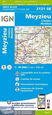 I.G.N - Carte au 1-25.000ème - Série bleue - 3131SB - Meyzieu - Crémieu - Montluel