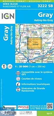 I.G.N - Carte au 1-25.000ème - Série bleue - 3222SB - Gray - Autrey-Les-Gray