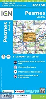 I.G.N - Carte au 1-25.000ème - Série bleue - 3223SB - Pesmes - Gendrey
