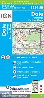 I.G.N - Carte au 1-25.000ème - Série bleue - 3224SB - Dole - Orchamps - Forêt de Chaux