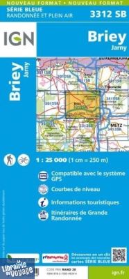 I.G.N. Carte au 1-25.000ème - Série bleue - 3312SB - Briey- Jarny