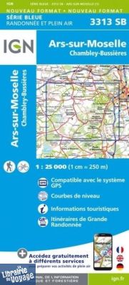 I.G.N. Carte au 1-25.000ème - Série bleue - 3313SB - Ars-Sur-Moselle - Chambley - Bussières