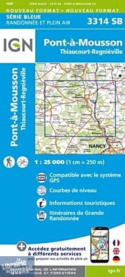 I.G.N - Carte au 1-25.000ème - Série bleue - 3314SB - Pont-à-Mousson - Thiaucourt-Regniéville