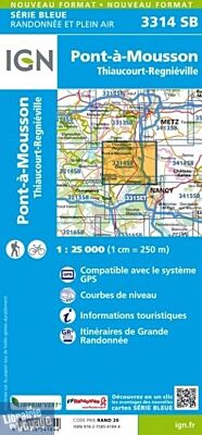 I.G.N - Carte au 1-25.000ème - Série bleue - 3314SB - Pont-à-Mousson - Thiaucourt-Regniéville