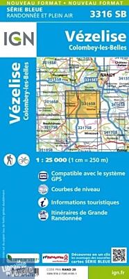 I.G.N - Carte au 1-25.000ème - Série bleue - 3316SB - Vézelise - Colombey-Les-Belles