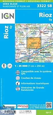 I.G.N - Carte au 1-25.000ème - Série bleue - 3322SB - Rioz - Gy