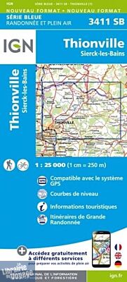 I.G.N - Carte au 1-25.000ème - Série bleue - 3411SB - Thionville- Sierck-Les-Bains