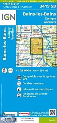 I.G.N - Carte au 1-25.000ème - Série bleue - 3419SB - Bains-Les-Bains - Xertigny - Vauvilliers