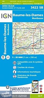 I.G.N - Carte au 1-25.000ème - Série bleue - 3422SB - Baume-Les-Dames - Montbozon