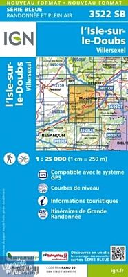I.G.N - Carte au 1-25.000ème - Série bleue - 3522SB - L'isle-Sur-Le-Doubs - Villersexel
