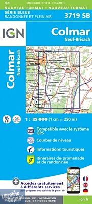 I.G.N - Carte au 1-25.000ème - Série bleue - 3719SB - Colmar - Neuf-Brisach