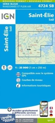 I.G.N. Carte au 1-25.000ème - Série bleue - 4724SB - Saint-Elie 