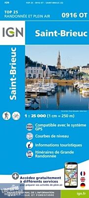 I.G.N. Carte au 1-25.000ème - TOP 25 - 0916OT - Saint-Brieuc