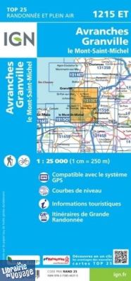 I.G.N - Carte au 1-25.000ème - TOP 25 - 1215ET - Avranches - Granville - le Mont-Saint-Michel
